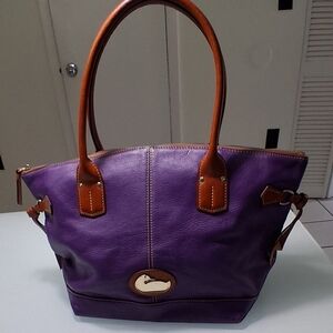 Dooney & Bourke Purple and Brown Leather Travel Bag
